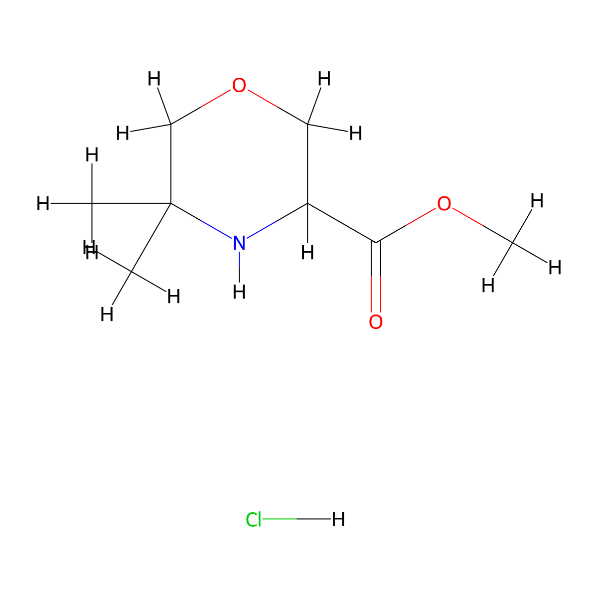 Methyl 5,5-dimethylmorpholine-3-carboxylate hydrochloride molecular structure, CAS 2344678-54-0