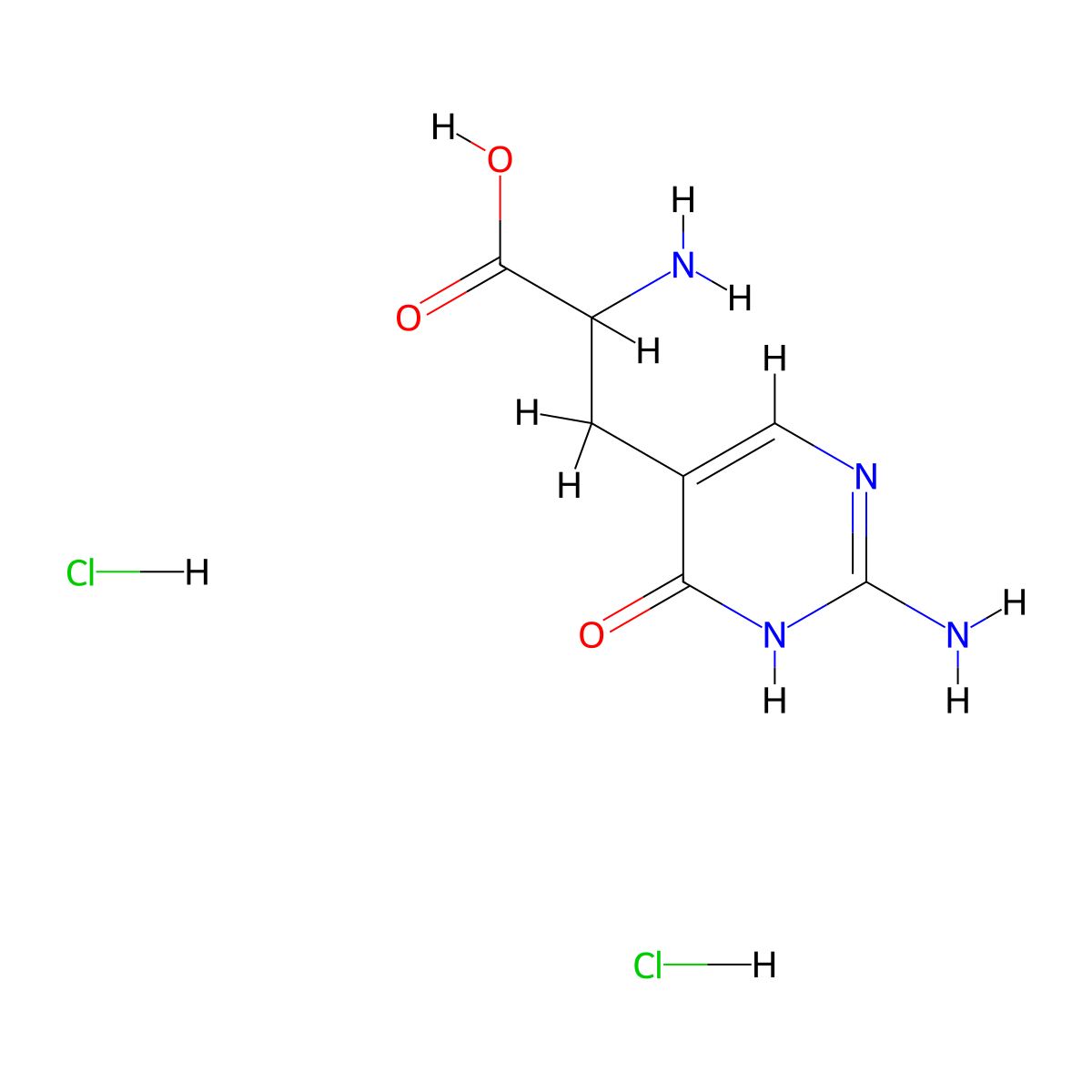 2-Amino-3-(2-amino-6-oxo-1,6-dihydropyrimidin-5-yl)propanoic acid dihydrochloride molecular structure, CAS 2344678-61-9