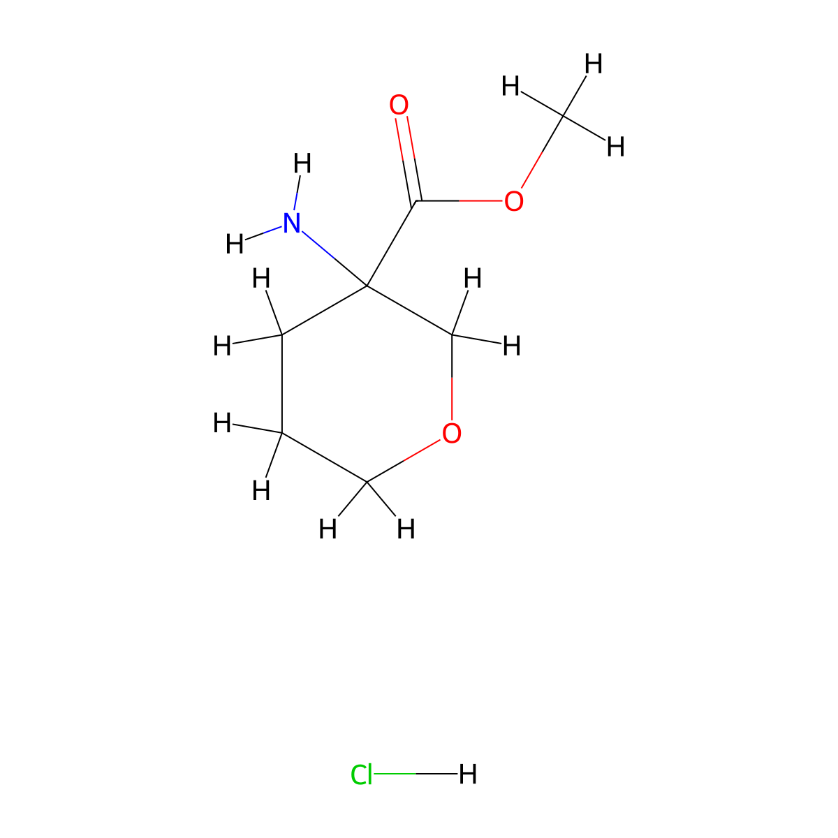 Methyl 3-aminooxane-3-carboxylate hydrochloride molecular structure, CAS 2344678-63-1