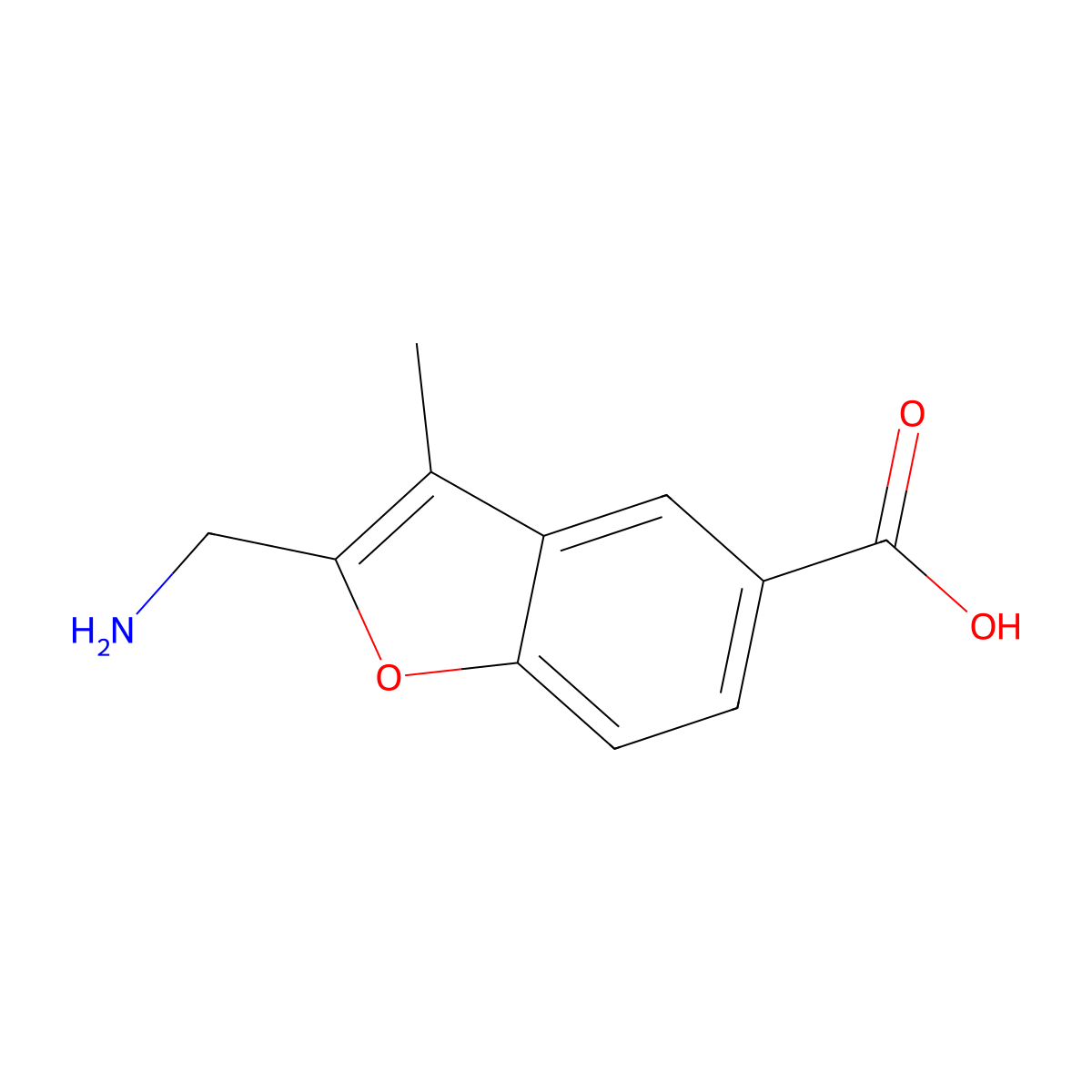 2-(Aminomethyl)-3-methyl-1-benzofuran-5-carboxylic acid molecular structure, CAS 2344678-70-0