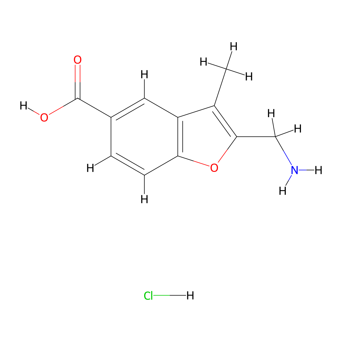 2-(Aminomethyl)-3-methyl-1-benzofuran-5-carboxylic acid hydrochloride molecular structure, CAS 2344678-71-1