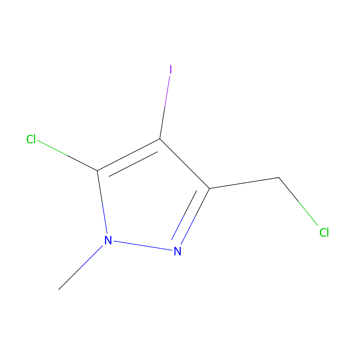 5-chloro-3-(chloromethyl)-4-iodo-1-methyl-1H-pyrazole molecular structure, CAS 2344678-88-0