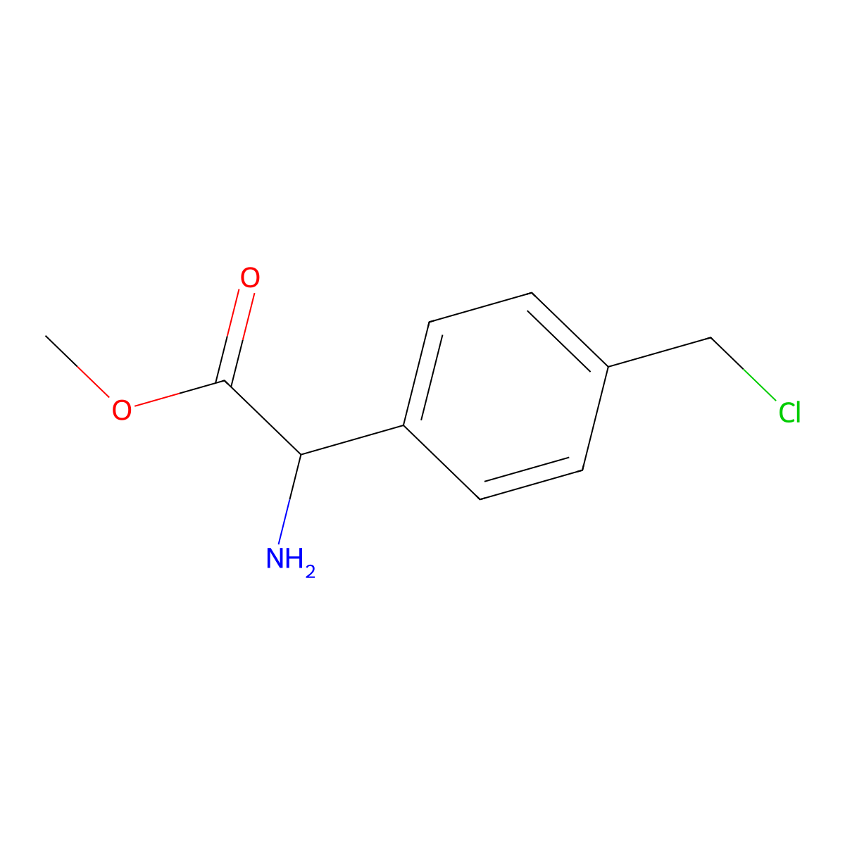Methyl 2-amino-2-[4-(chloromethyl)phenyl]acetate molecular structure, CAS 2344679-00-9