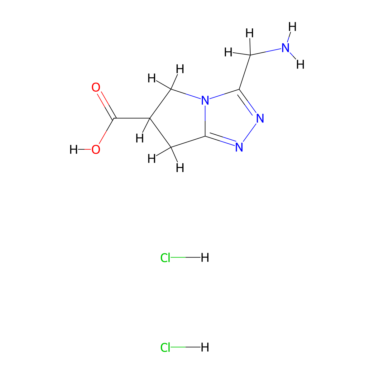 3-(aminomethyl)-5H,6H,7H-pyrrolo[2,1-c][1,2,4]triazole-6-carboxylicaciddihydrochloride molecular structure, CAS 2344679-02-1