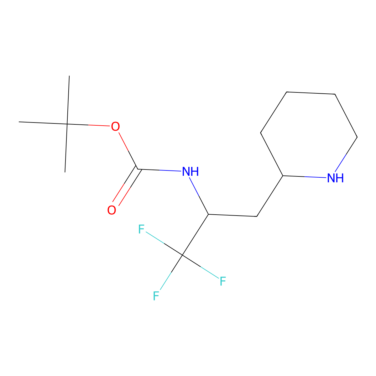 tert-butyl N-(1,1,1-trifluoro-3-(piperidin-2-yl)propan-2-yl)carbamate molecular structure, CAS 2344679-18-9