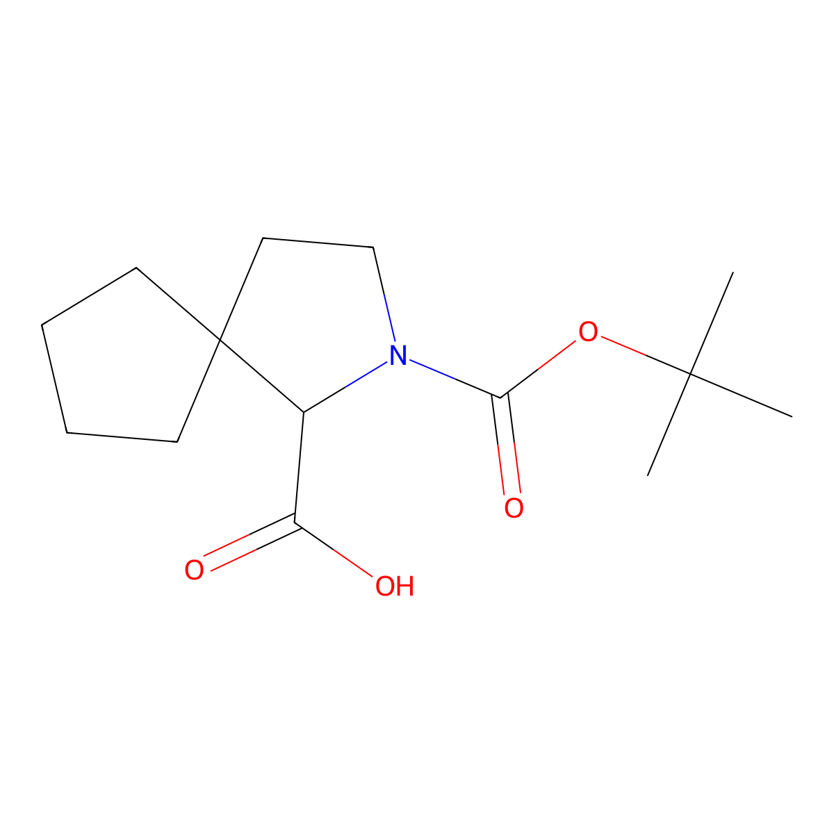 2-((Tert-butoxy)carbonyl)-2-azaspiro(4.4)nonane-1-carboxylic acid molecular structure, CAS 2344679-23-6