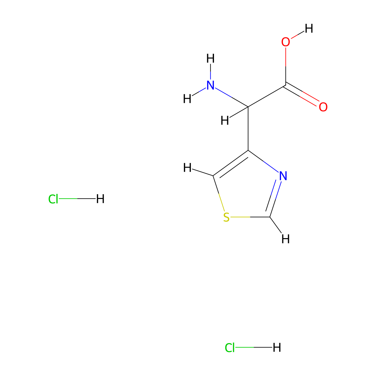 2-Amino-2-(1,3-thiazol-4-yl)acetic acid dihydrochloride molecular structure, CAS 2344679-27-0