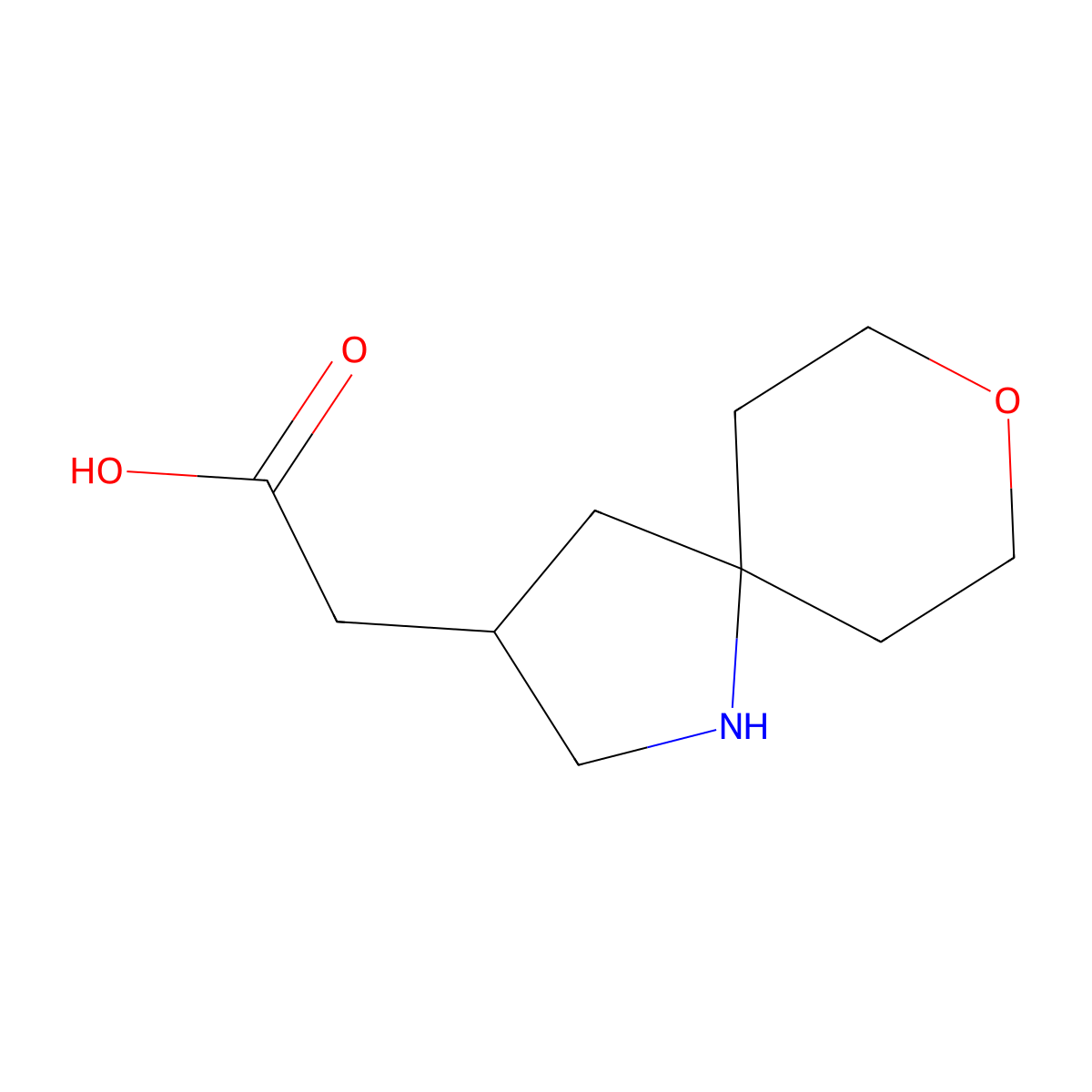 2-{8-Oxa-1-azaspiro[4.5]decan-3-yl}acetic acid molecular structure, CAS 2344679-35-0