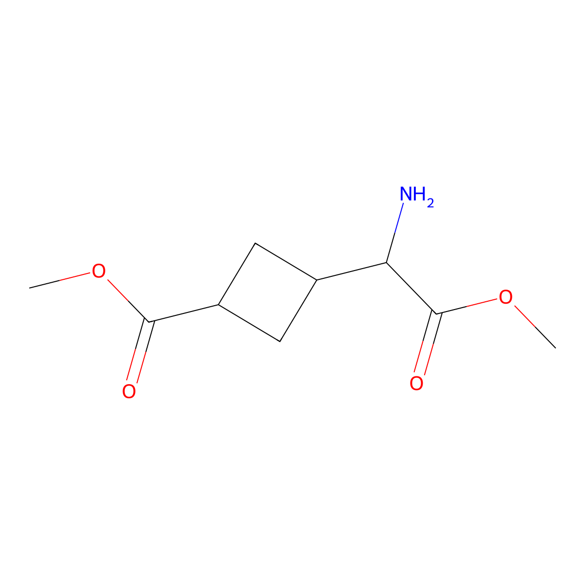Methyl 3-(1-amino-2-methoxy-2-oxoethyl)cyclobutane-1-carboxylate molecular structure, CAS 2344679-57-6