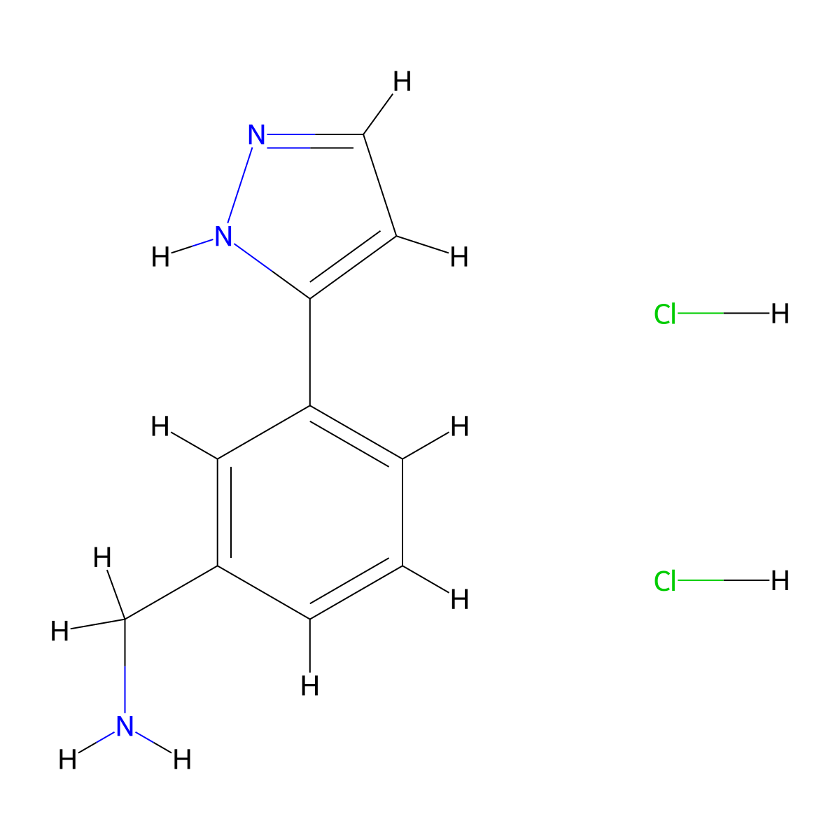(3-(1H-pyrazol-3-yl)phenyl)methanamine dihydrochloride molecular structure, CAS 2344679-69-0