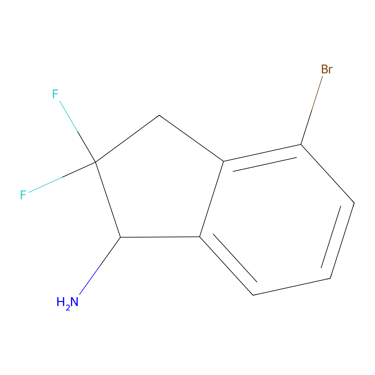 4-bromo-2,2-difluoro-2,3-dihydro-1H-inden-1-amine molecular structure, CAS 2344679-84-9