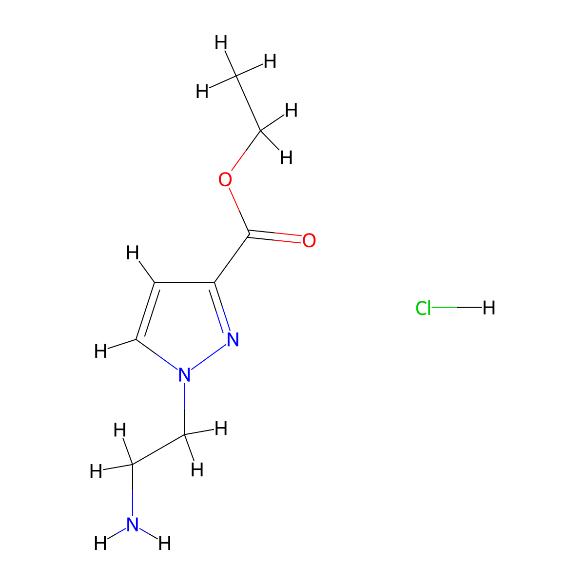 ethyl 1-(2-aminoethyl)-1H-pyrazole-3-carboxylate hydrochloride molecular structure, CAS 2344679-88-3