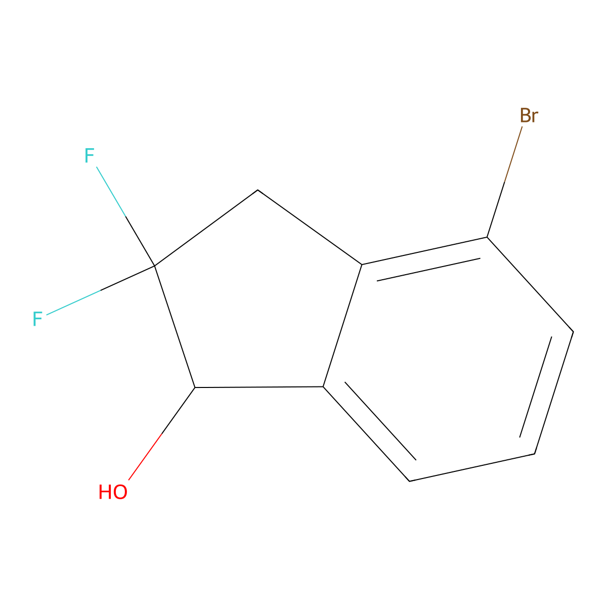 4-Bromo-2,2-difluoro-2,3-dihydro-1H-inden-1-OL molecular structure, CAS 2344679-91-8