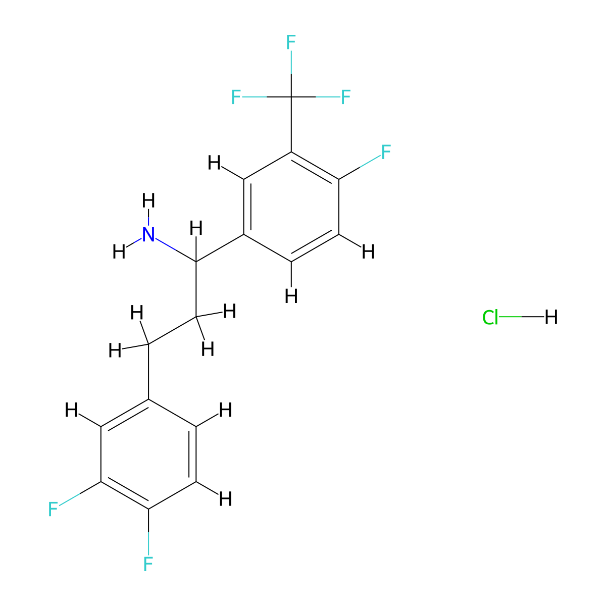 3-(3,4-Difluorophenyl)-1-[4-fluoro-3-(trifluoromethyl)phenyl]propan-1-amine hydrochloride molecular structure, CAS 2344680-03-9