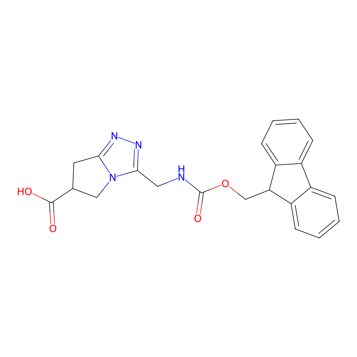 3-[({[(9H-fluoren-9-yl)methoxy]carbonyl}amino)methyl]-5H,6H,7H-pyrrolo[2,1-c][1,2,4]triazole-6-carboxylic acid molecular structure, CAS 2344680-19-7