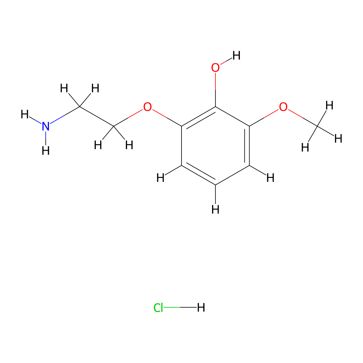 2-(2-Aminoethoxy)-6-methoxyphenol hydrochloride molecular structure, CAS 2344680-21-1