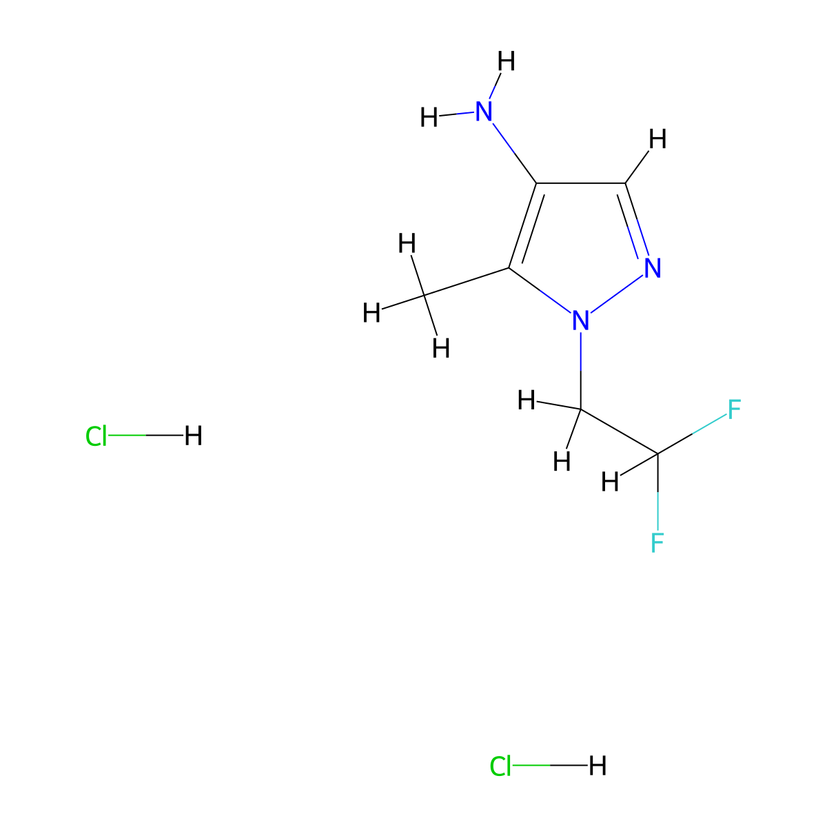 1-(2,2-Difluoroethyl)-5-methylpyrazol-4-amine;dihydrochloride molecular structure, CAS 2344680-28-8