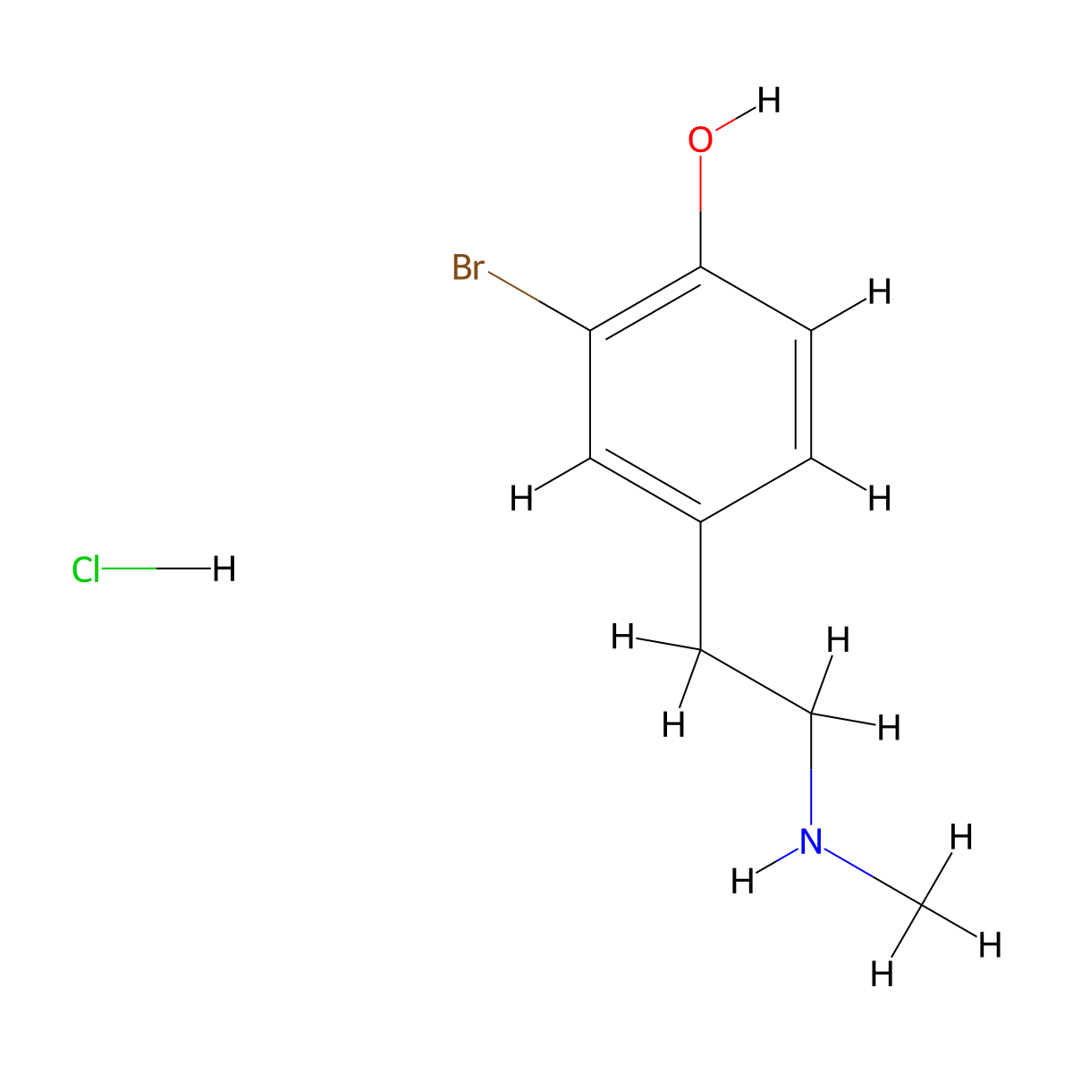 2-Bromo-4-[2-(methylamino)ethyl]phenol hydrochloride molecular structure, CAS 2344680-29-9