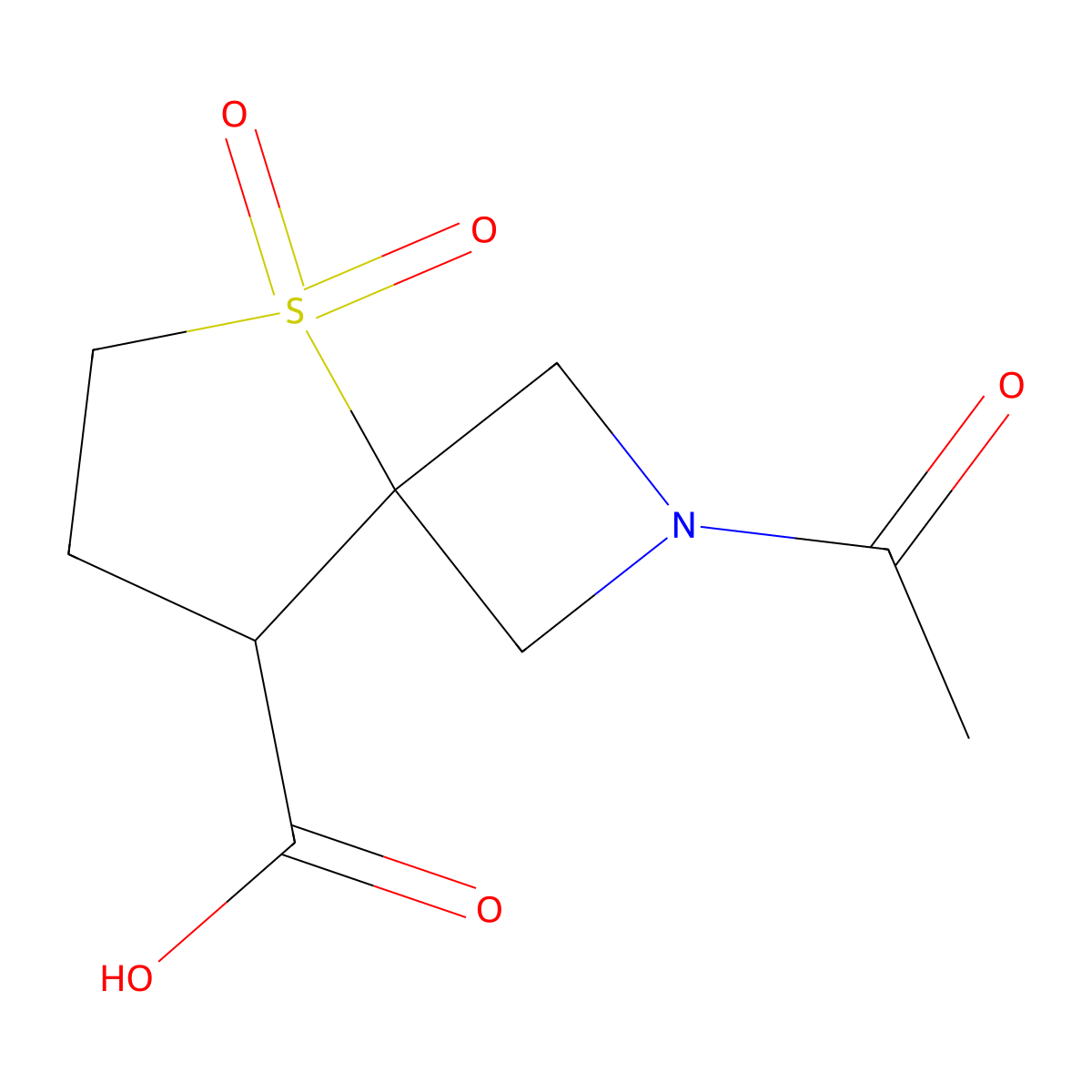 2-Acetyl-5,5-dioxo-5lambda6-thia-2-azaspiro[3.4]octane-8-carboxylic acid molecular structure, CAS 2344680-33-5