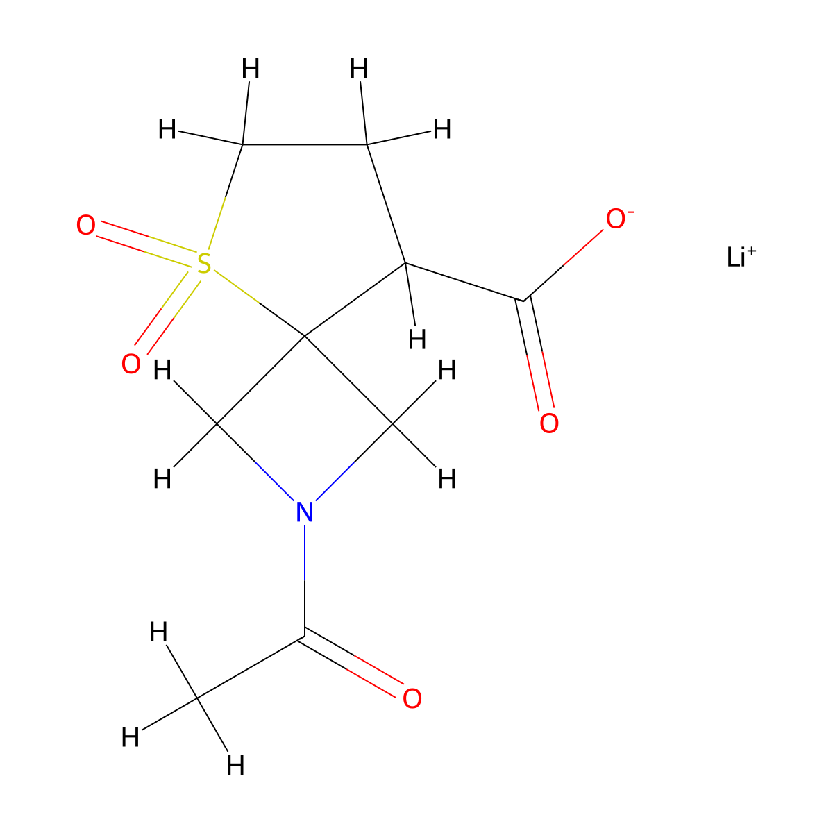 Lithium;2-acetyl-5,5-dioxo-5lambda6-thia-2-azaspiro[3.4]octane-8-carboxylate molecular structure, CAS 2344680-34-6
