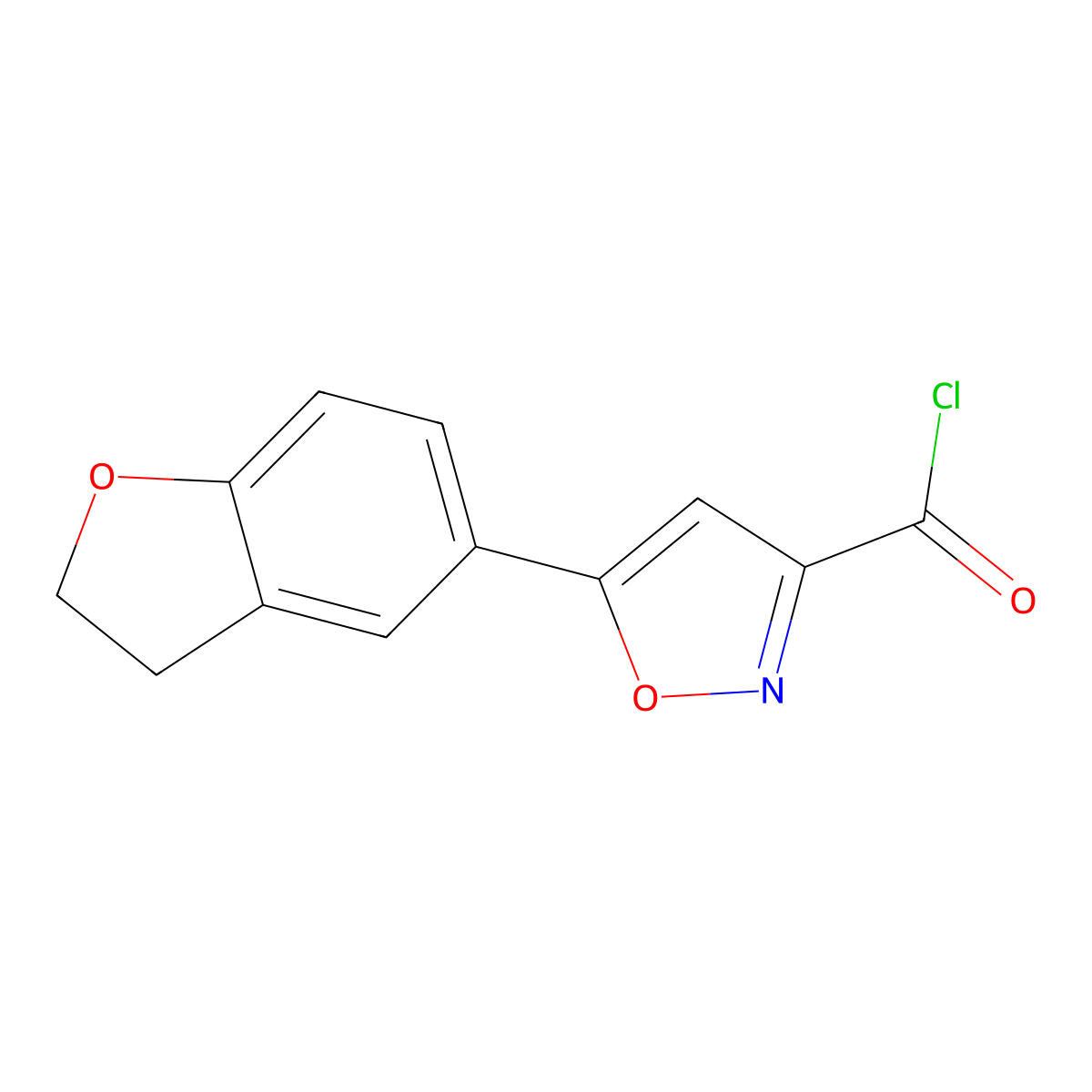 5-(2,3-Dihydro-1-benzofuran-5-yl)-1,2-oxazole-3-carbonyl chloride molecular structure, CAS 2344680-43-7