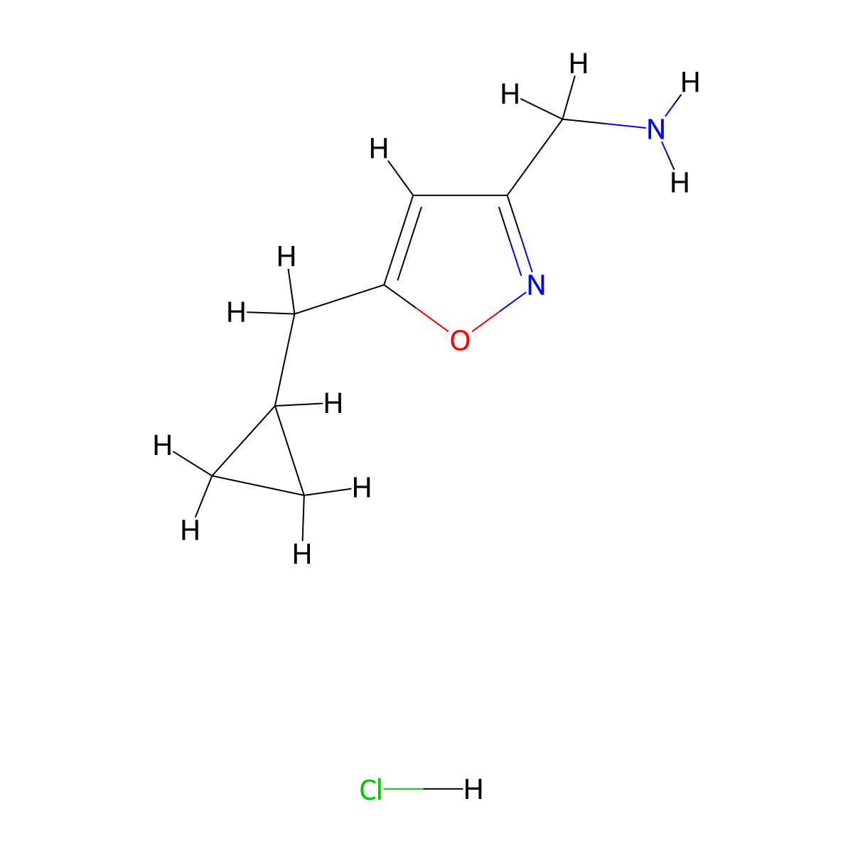 [5-(Cyclopropylmethyl)-1,2-oxazol-3-yl]methanamine hydrochloride molecular structure, CAS 2344680-47-1
