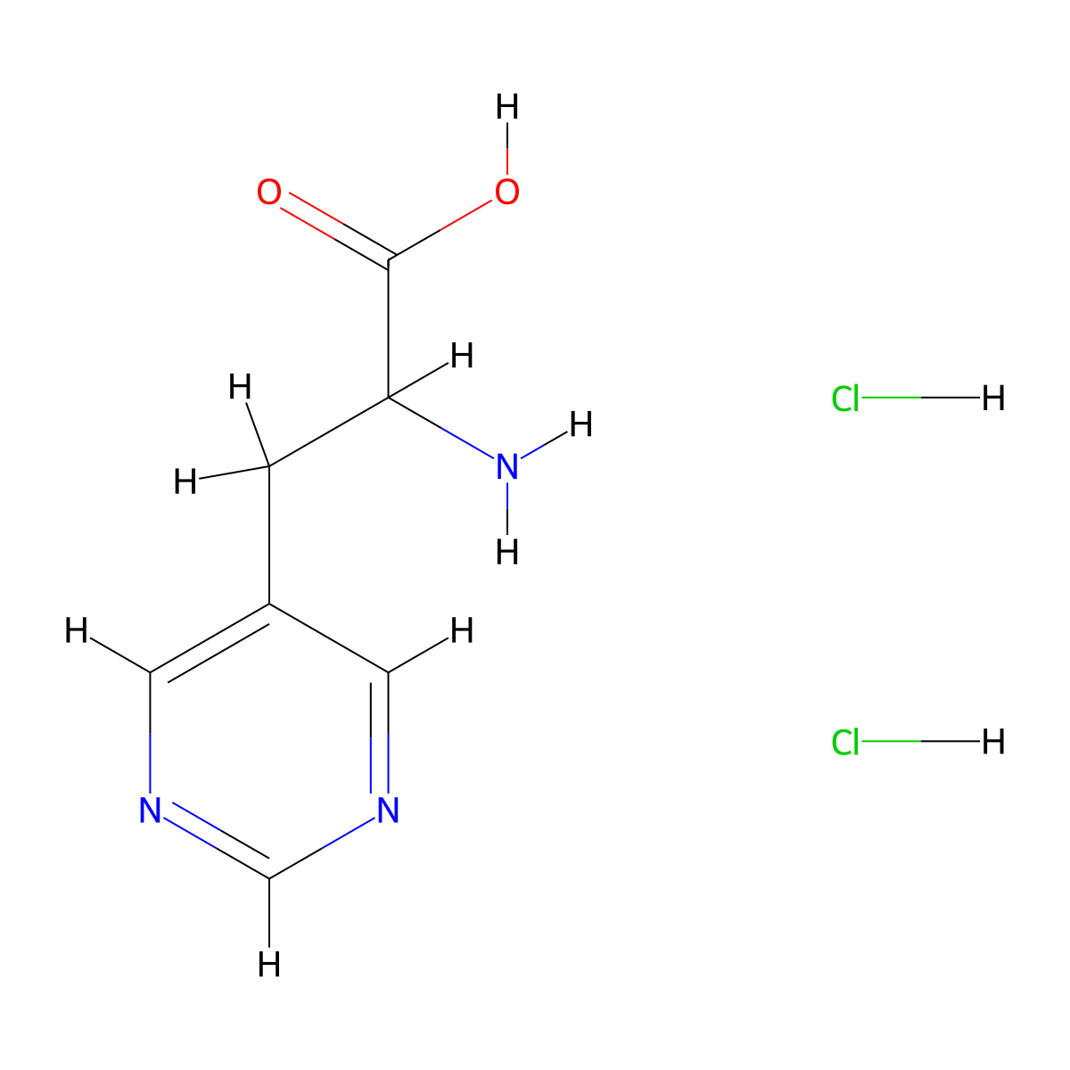 2-Amino-3-(pyrimidin-5-yl)propanoic acid dihydrochloride molecular structure, CAS 2344680-60-8