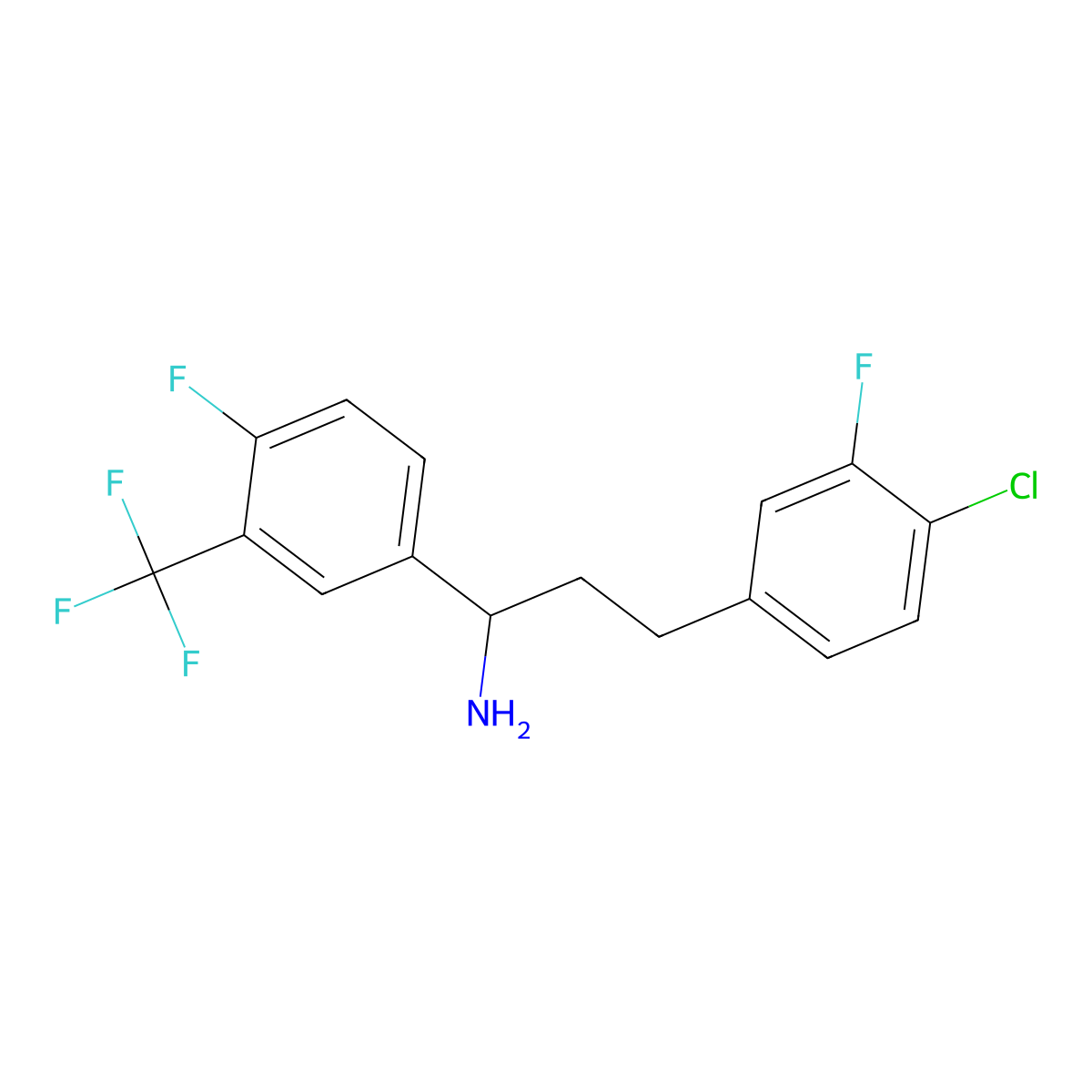 3-(4-Chloro-3-fluorophenyl)-1-[4-fluoro-3-(trifluoromethyl)phenyl]propan-1-amine molecular structure, CAS 2344680-67-5