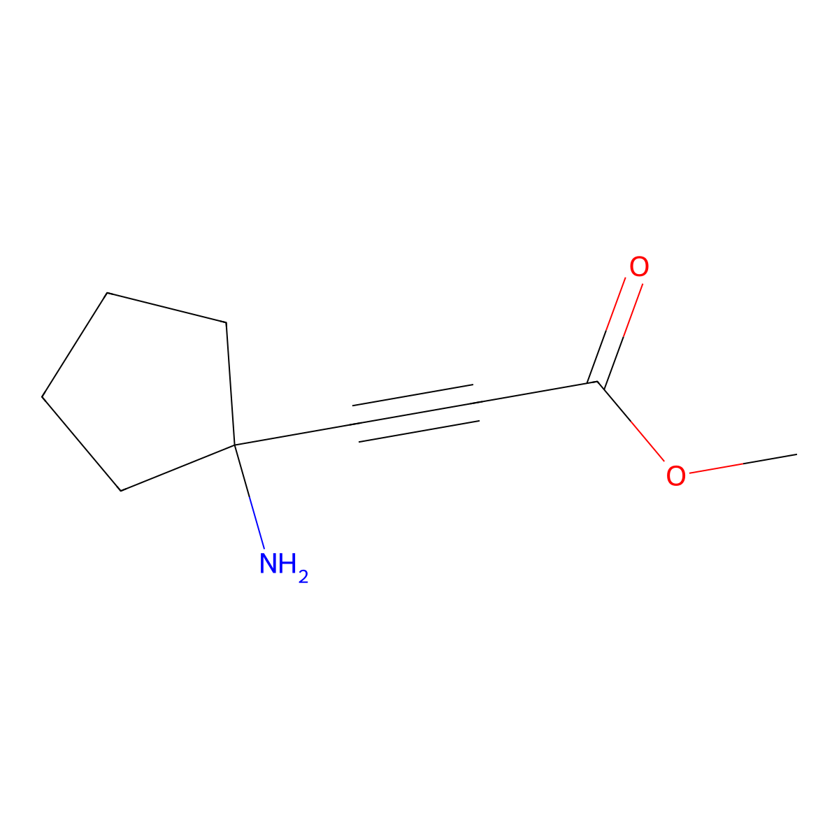 Methyl 3-(1-aminocyclopentyl)prop-2-ynoate molecular structure, CAS 2344680-80-2
