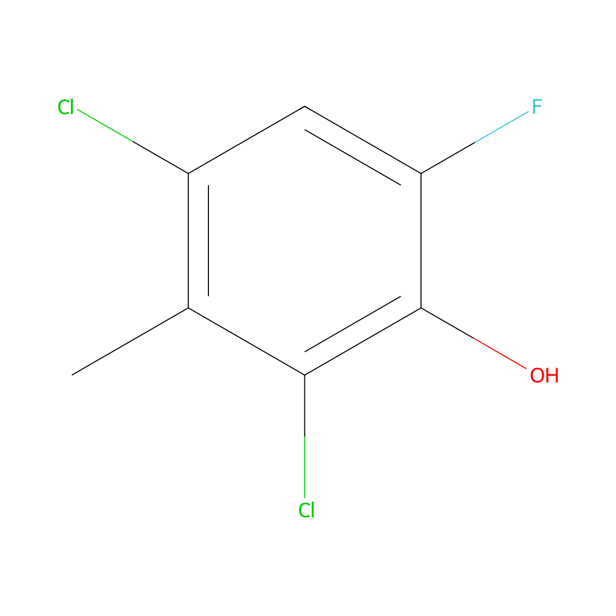 2,4-Dichloro-6-fluoro-3-methylphenol molecular structure, CAS 2344680-94-8