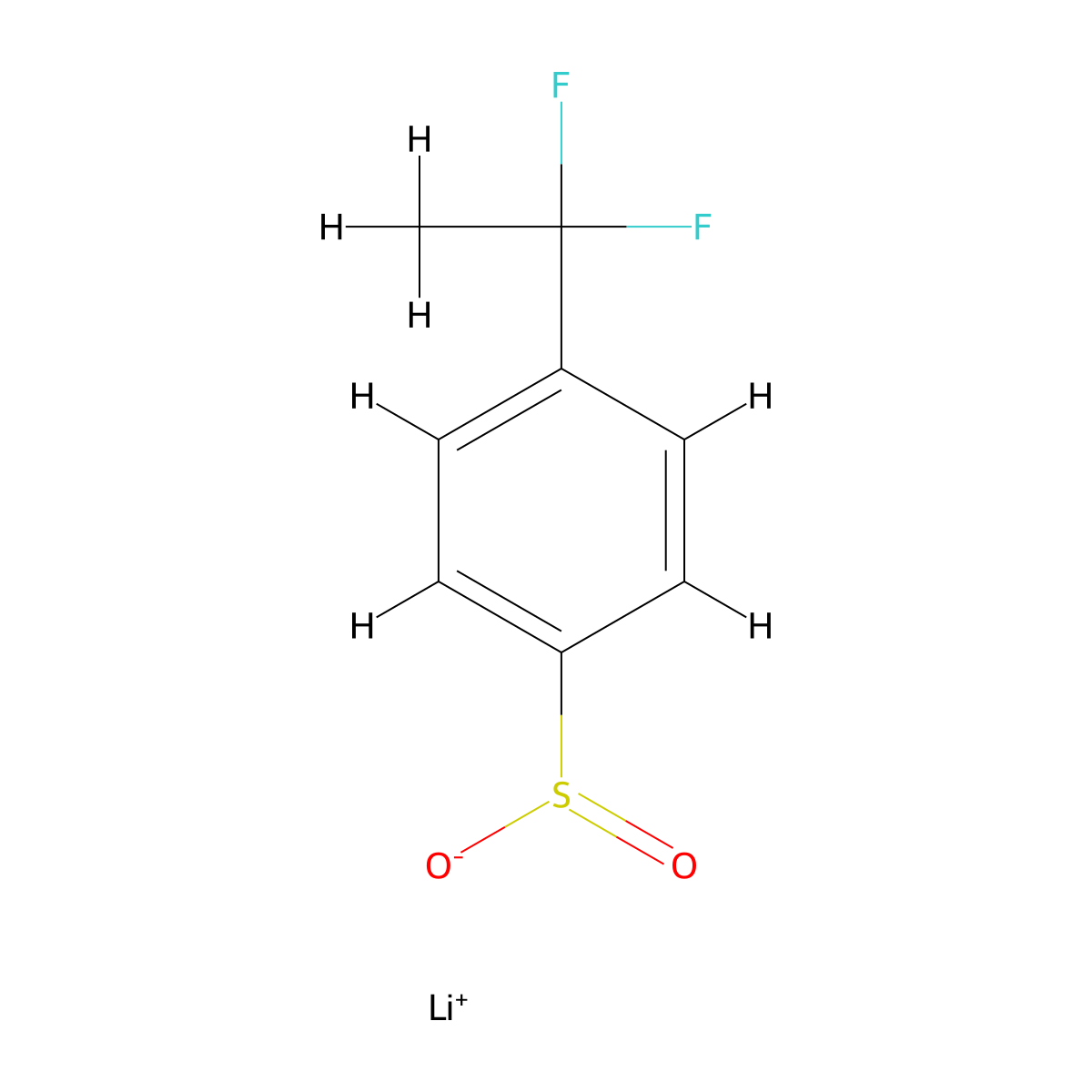 Lithium(1+)ion4-(1,1-difluoroethyl)benzene-1-sulfinate molecular structure, CAS 2344680-97-1