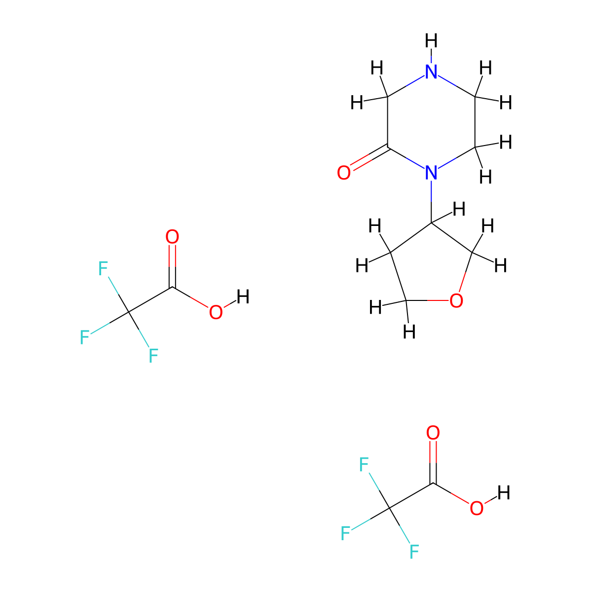 1-(Oxolan-3-yl)piperazin-2-one; bis(trifluoroacetic acid) molecular structure, CAS 2344681-04-3