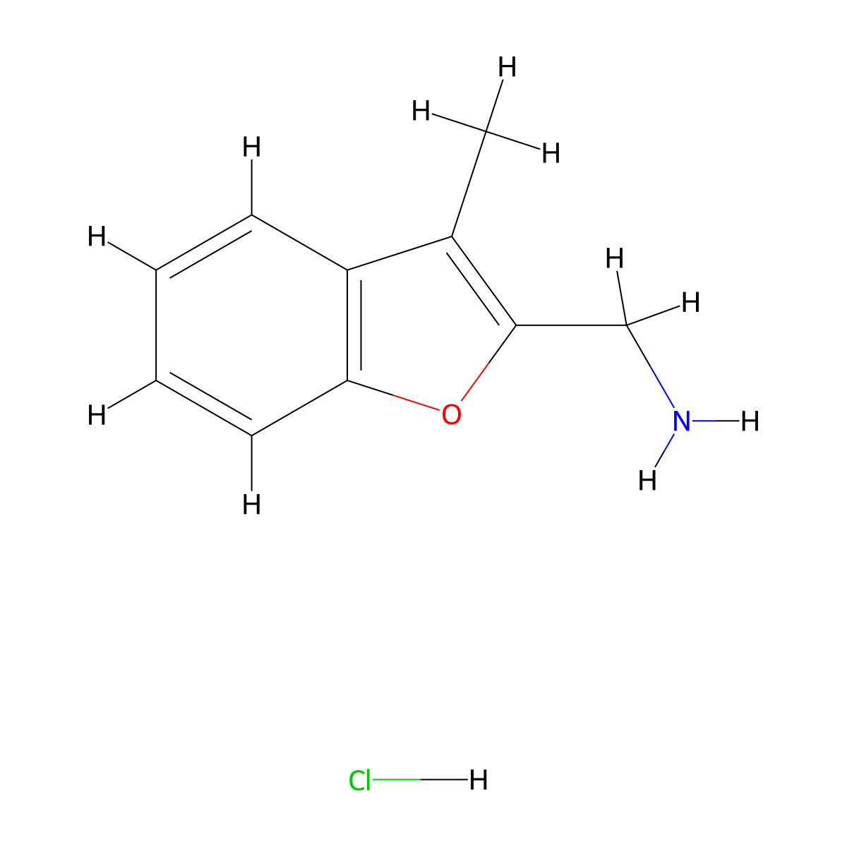(3-Methyl-1-benzofuran-2-yl)methanamine hydrochloride molecular structure, CAS 2344681-06-5