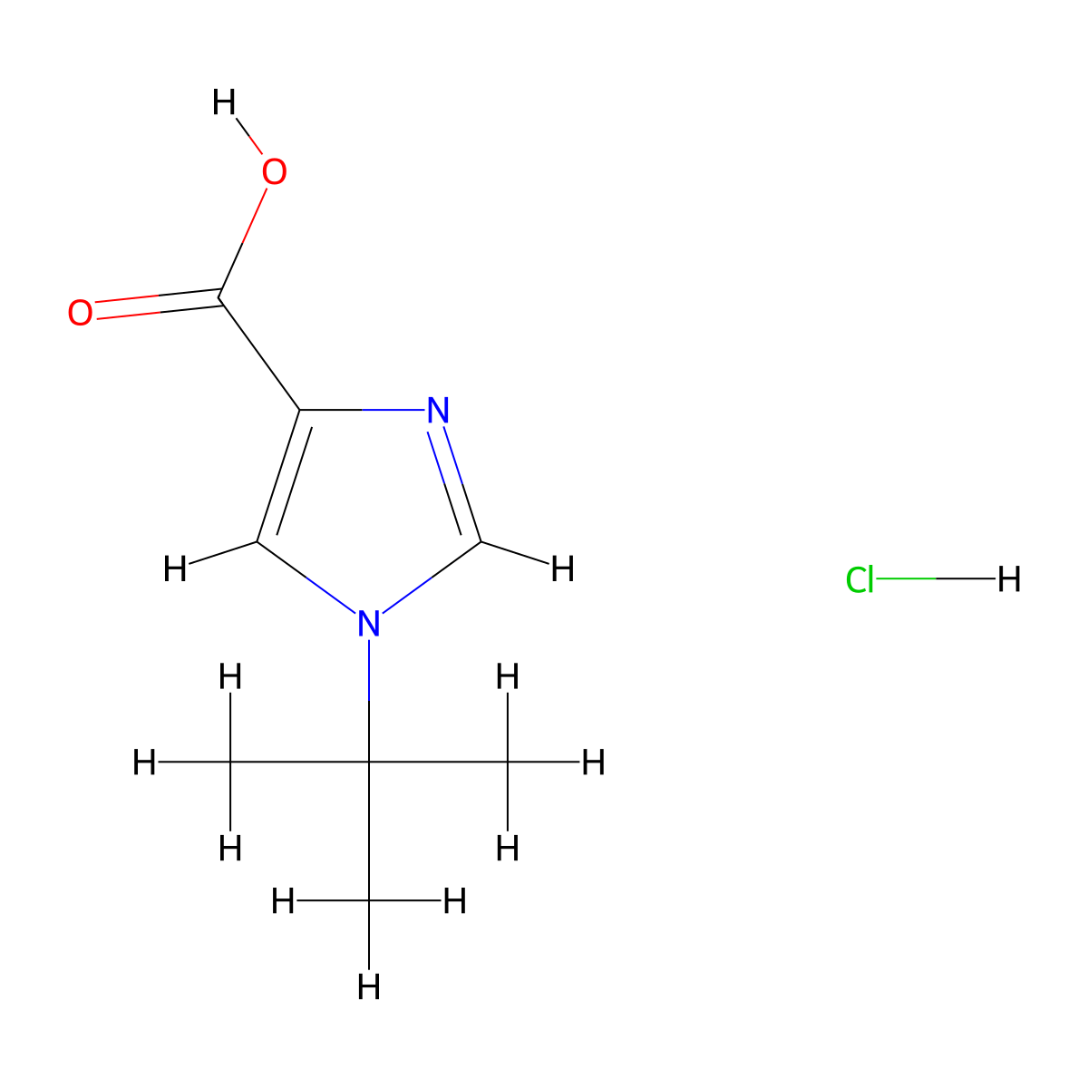 1-tert-butyl-1H-imidazole-4-carboxylic acid hydrochloride molecular structure, CAS 2344681-11-2