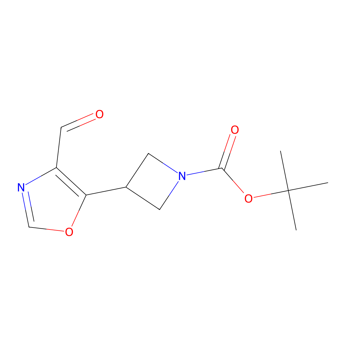 Tert-butyl 3-(4-formyl-1,3-oxazol-5-yl)azetidine-1-carboxylate molecular structure, CAS 2344681-25-8