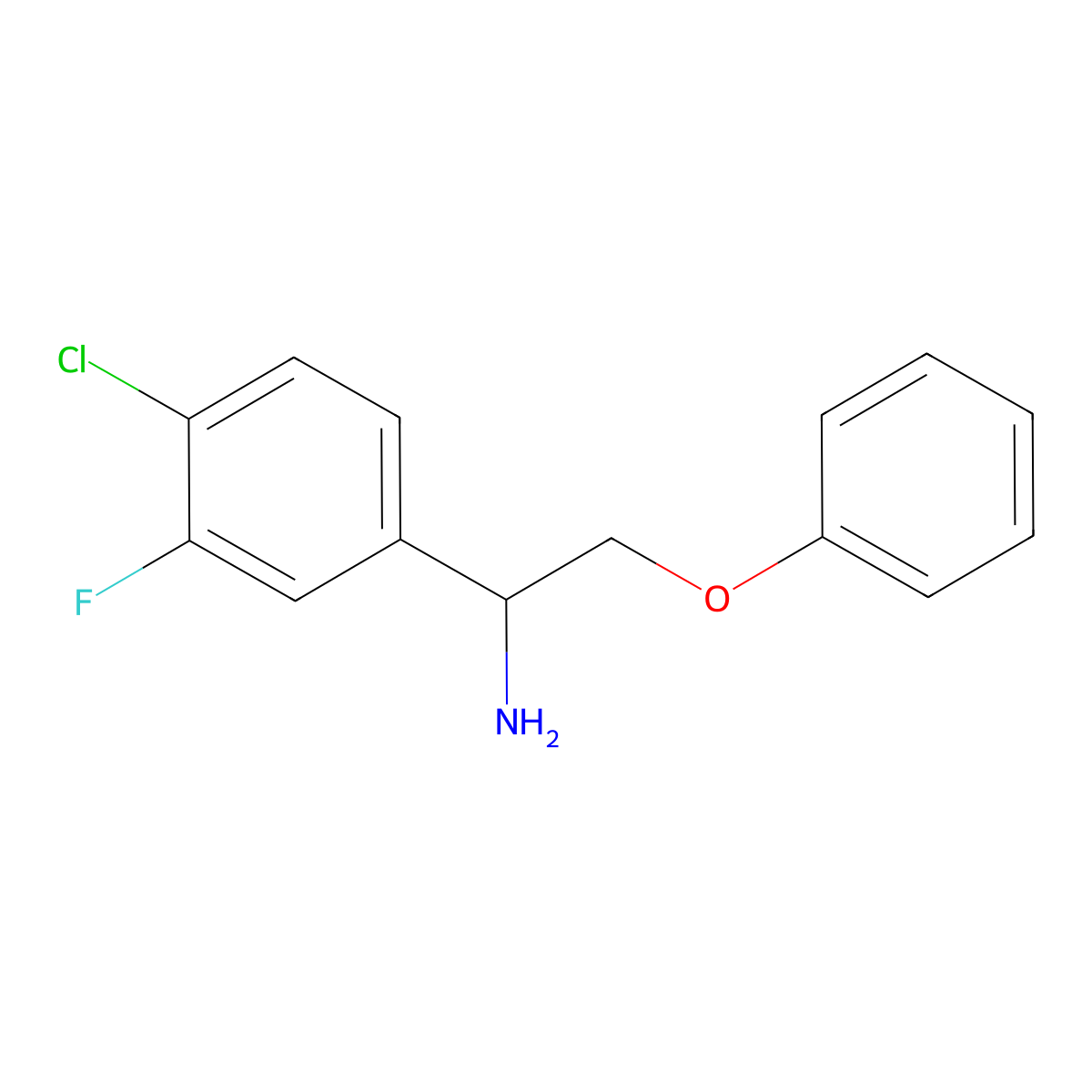 1-(4-Chloro-3-fluorophenyl)-2-phenoxyethan-1-amine molecular structure, CAS 2344681-28-1