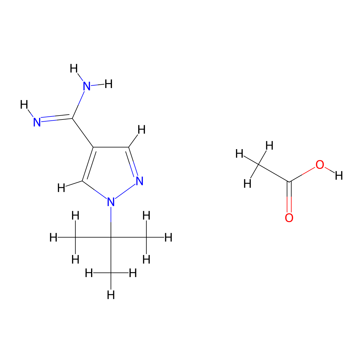 1-tert-butyl-1H-pyrazole-4-carboximidamide,aceticacid molecular structure, CAS 2344681-39-4