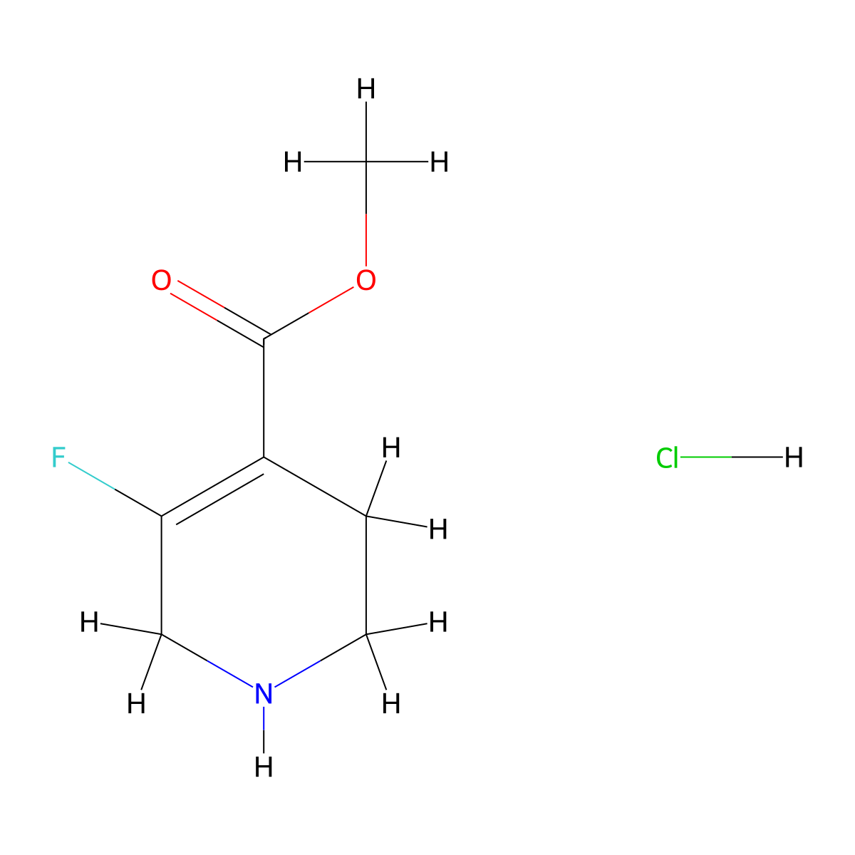Methyl 5-Fluoro-1,2,3,6-tetrahydropyridine-4-carboxylate Hydrochloride molecular structure, CAS 2344681-42-9