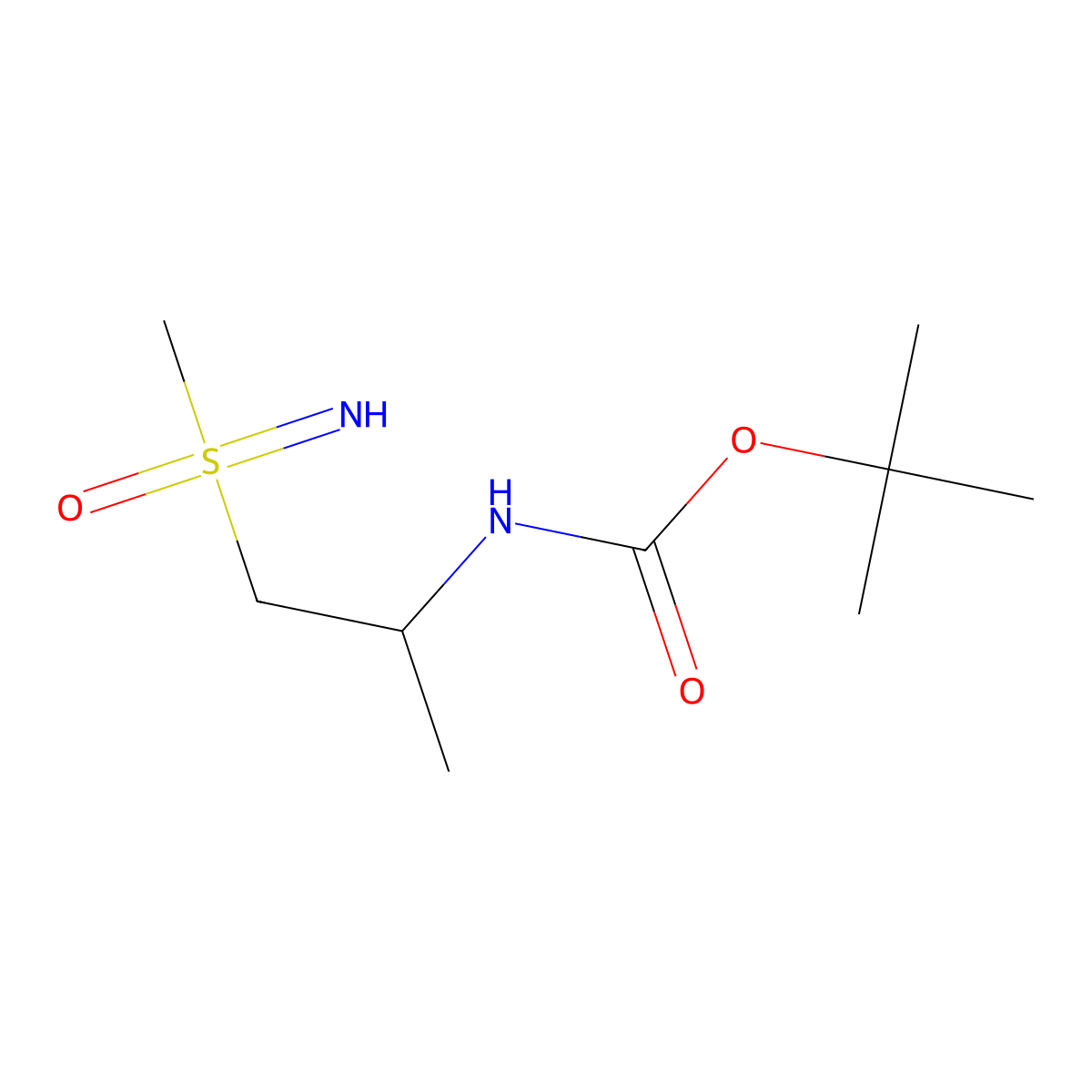 tert-butyl N-(1-(imino(methyl)oxo-lambda6-sulfanyl)propan-2-yl)carbamate molecular structure, CAS 2344681-50-9