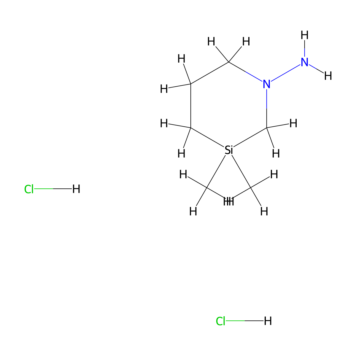 3,3-Dimethyl-1,3-azasilinan-1-amine dihydrochloride molecular structure, CAS 2344681-52-1