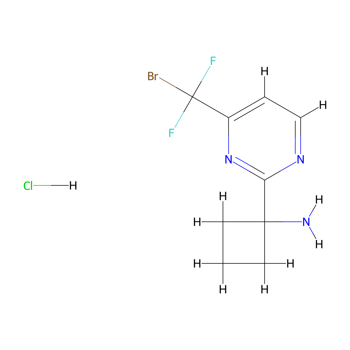 1-[4-(Bromodifluoromethyl)pyrimidin-2-yl]cyclobutan-1-amine hydrochloride molecular structure, CAS 2344681-55-4