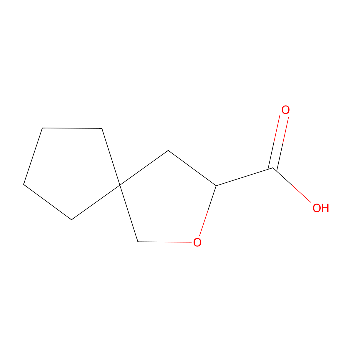 2-Oxaspiro[4.4]nonane-3-carboxylic acid molecular structure, CAS 2344681-58-7
