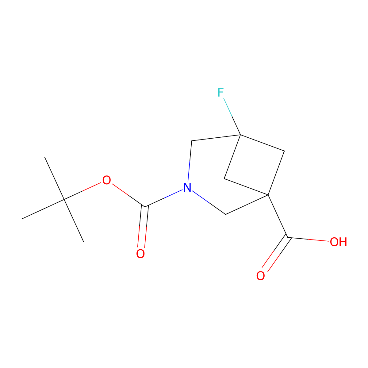 3-Tert-butoxycarbonyl-5-fluoro-3-azabicyclo[3.1.1]heptane-1-carboxylic acid molecular structure, CAS 2344681-61-2