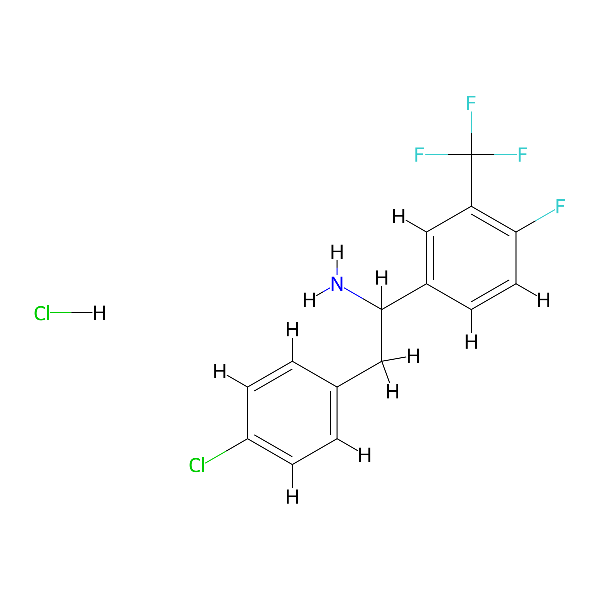 2-(4-Chlorophenyl)-1-[4-fluoro-3-(trifluoromethyl)phenyl]ethan-1-amine hydrochloride molecular structure, CAS 2344681-62-3