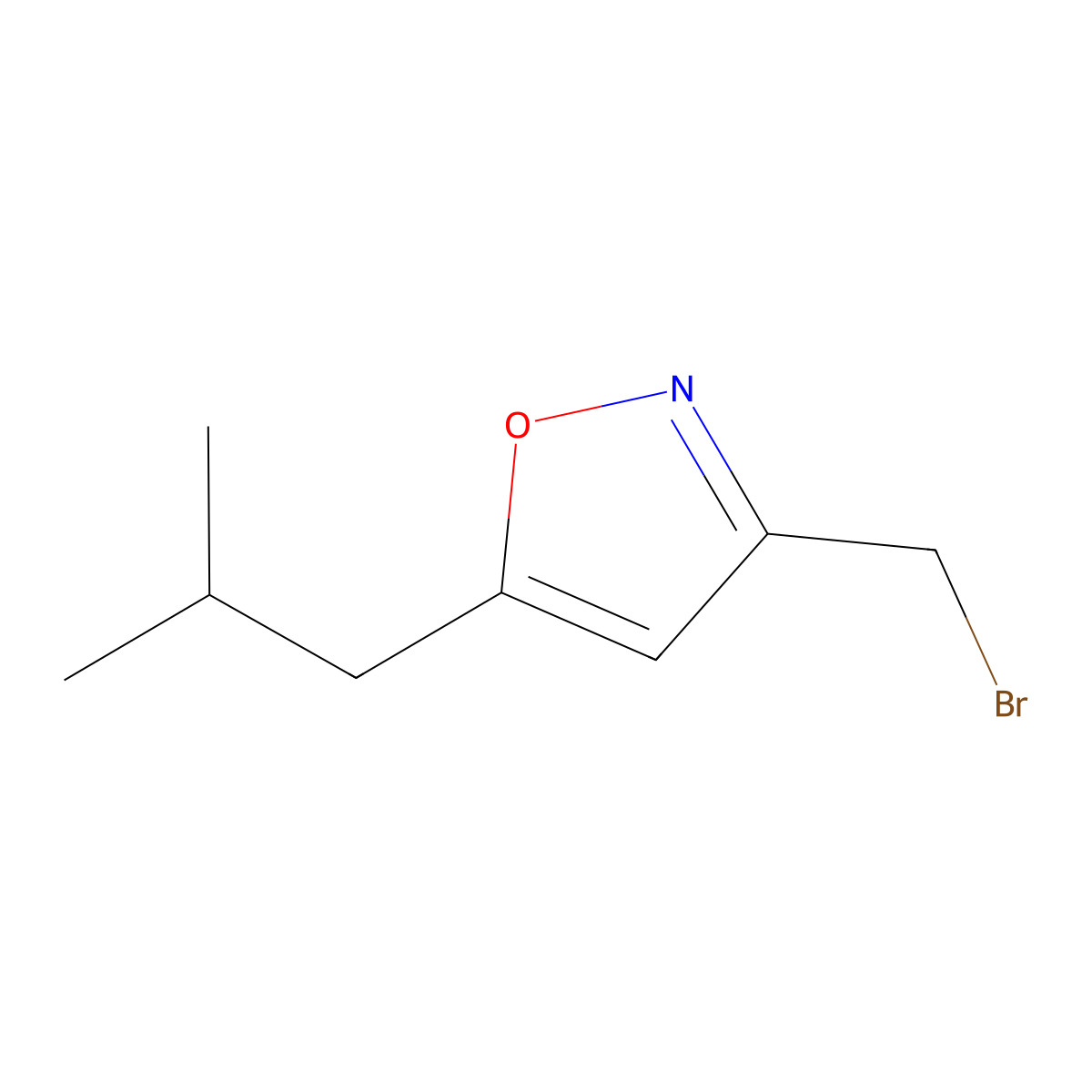 3-(Bromomethyl)-5-(2-methylpropyl)-1,2-oxazole molecular structure, CAS 2344685-12-5