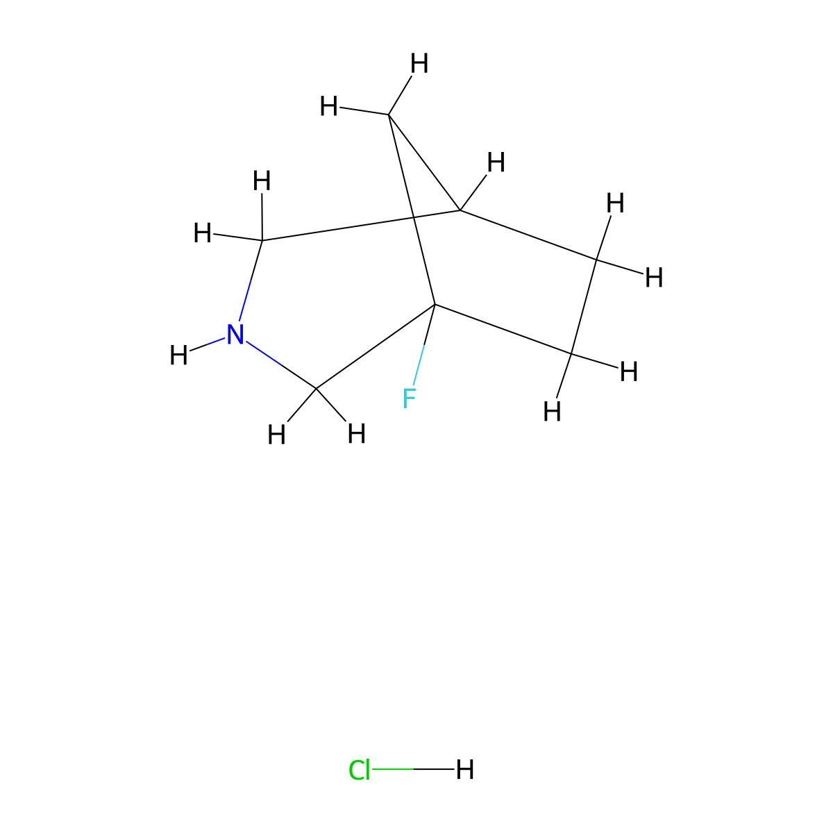 1-Fluoro-3-azabicyclo[3.2.1]octane hydrochloride molecular structure, CAS 2344685-30-7