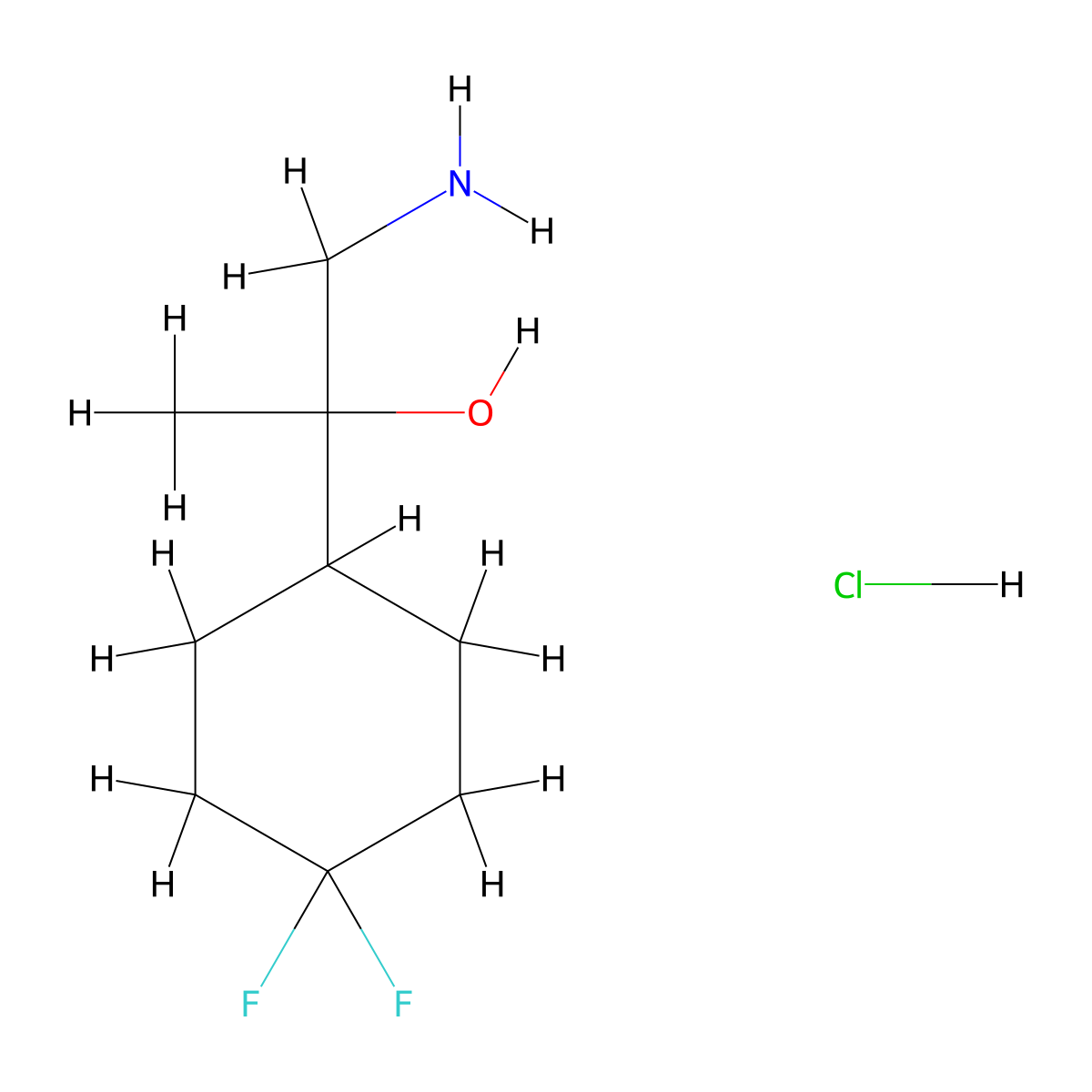 1-Amino-2-(4,4-difluorocyclohexyl)propan-2-ol hydrochloride molecular structure, CAS 2344685-33-0
