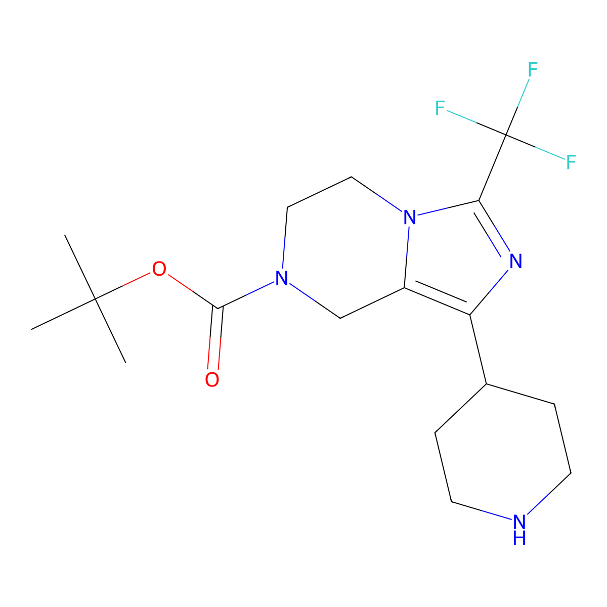 Tert-butyl 1-piperidin-4-yl-3-(trifluoromethyl)-6,8-dihydro-5H-imidazo[1,5-a]pyrazine-7-carboxylate molecular structure, CAS 2344685-37-4