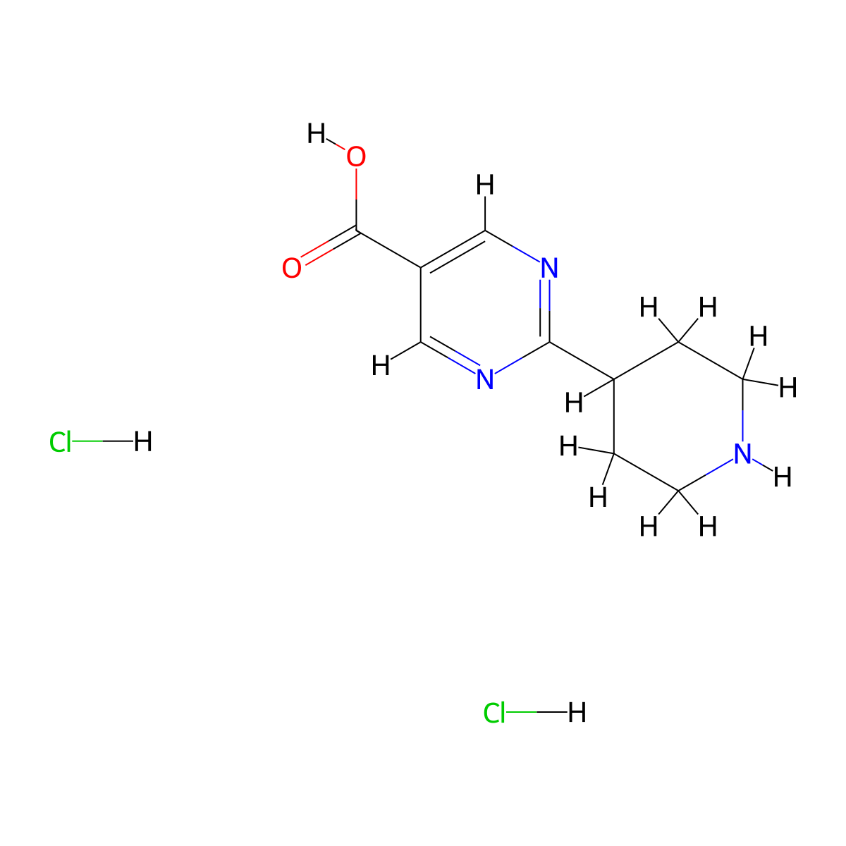 2-(Piperidin-4-yl)pyrimidine-5-carboxylic acid dihydrochloride molecular structure, CAS 2344685-47-6