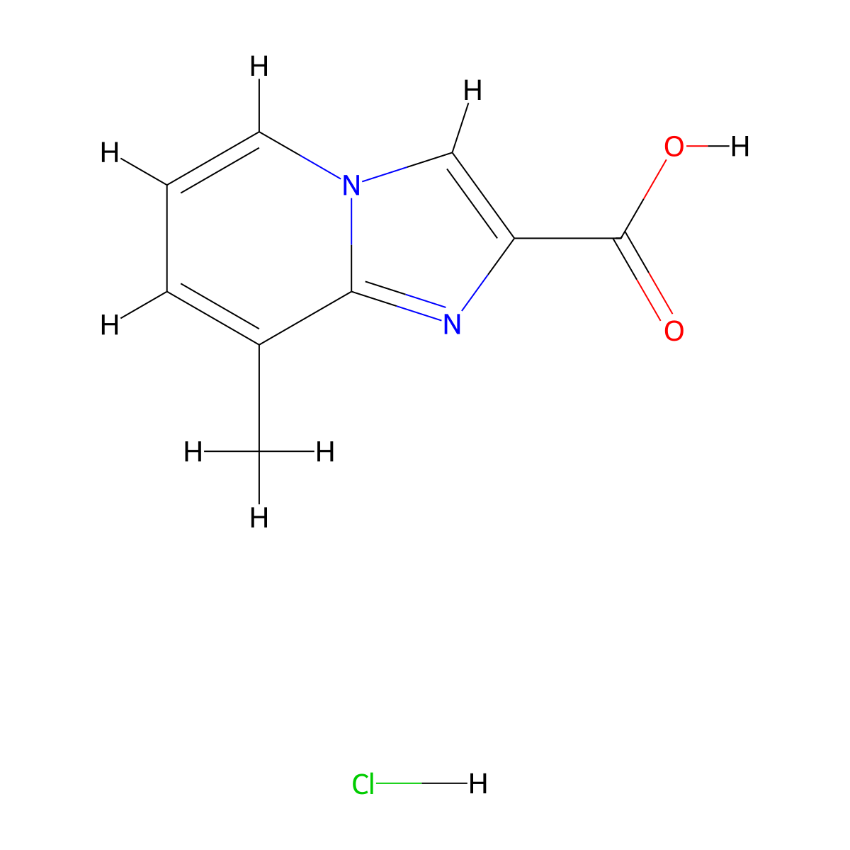 8-Methylimidazo[1,2-a]pyridine-2-carboxylic acid hydrochloride molecular structure, CAS 2344685-56-7